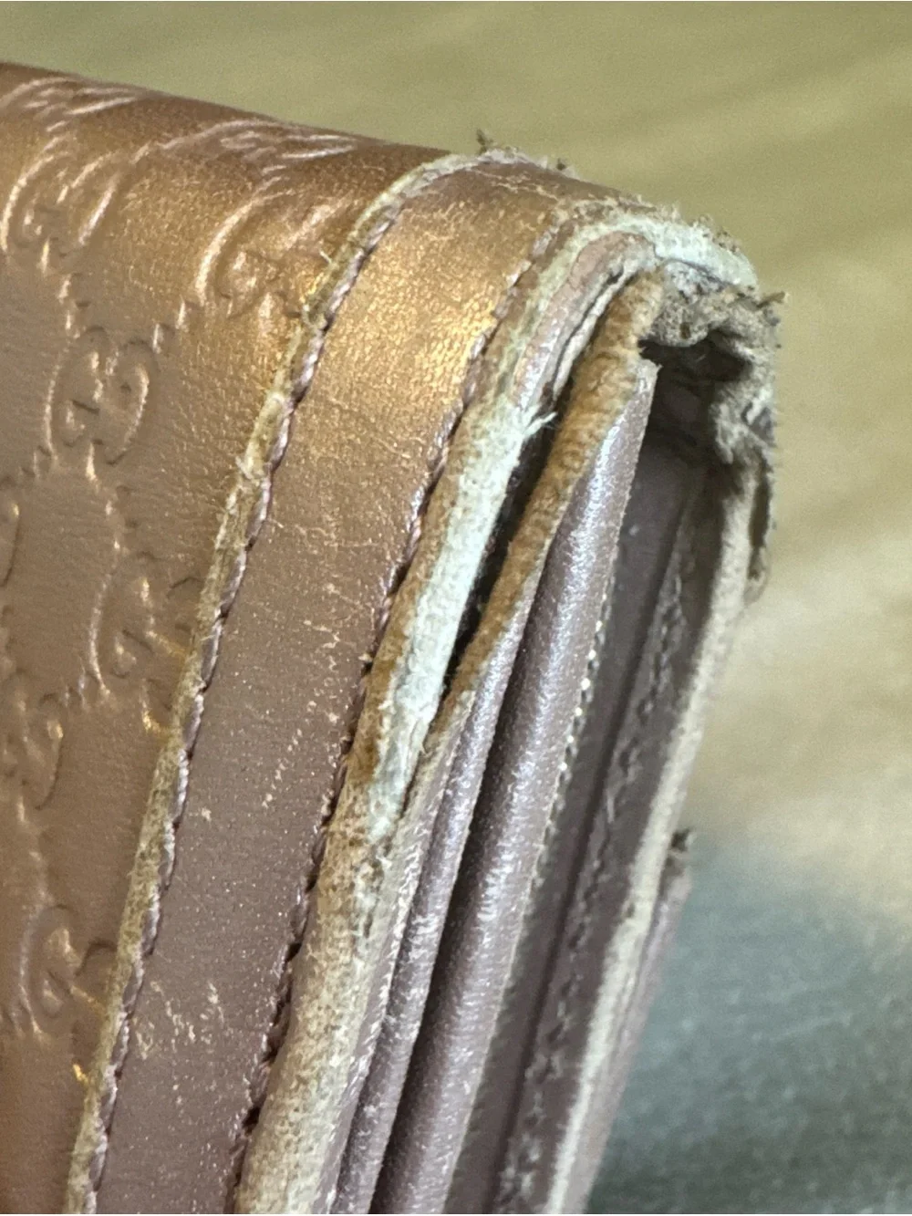 Gucci Guccissima Metallic Pink GG Continental Wallet Gold Logo Leather - Picture 12 of 16